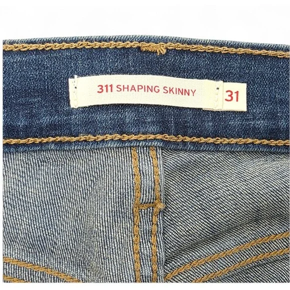 Levis 311 Shaping Skinny Jeans Womens 31 Dark Wash Blue Denim Stretch - Picture 3 of 12